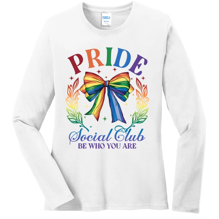 Pride Coquette Bow Be Who You Are Lgbt Pride Ladies Long Sleeve Shirt