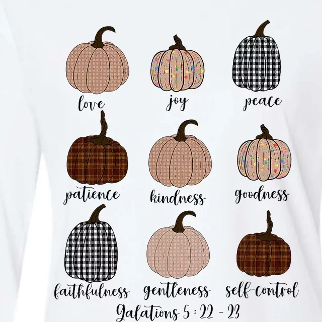 Pumpkins Christian Bible Verse Halloween Autumn Thanksgiving Womens Cotton Relaxed Long Sleeve T-Shirt