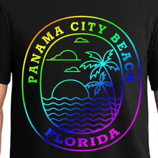 Panama City Beach Rainbow Palm Tree Beach Vacation Pajama Set