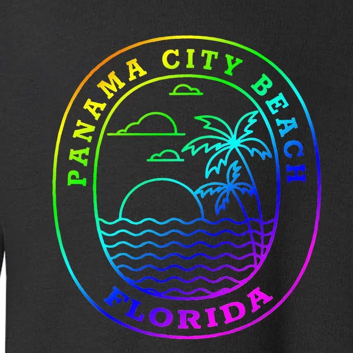 Panama City Beach Rainbow Palm Tree Beach Vacation Toddler Sweatshirt