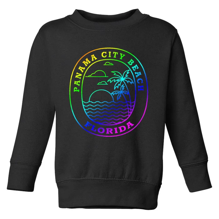 Panama City Beach Rainbow Palm Tree Beach Vacation Toddler Sweatshirt