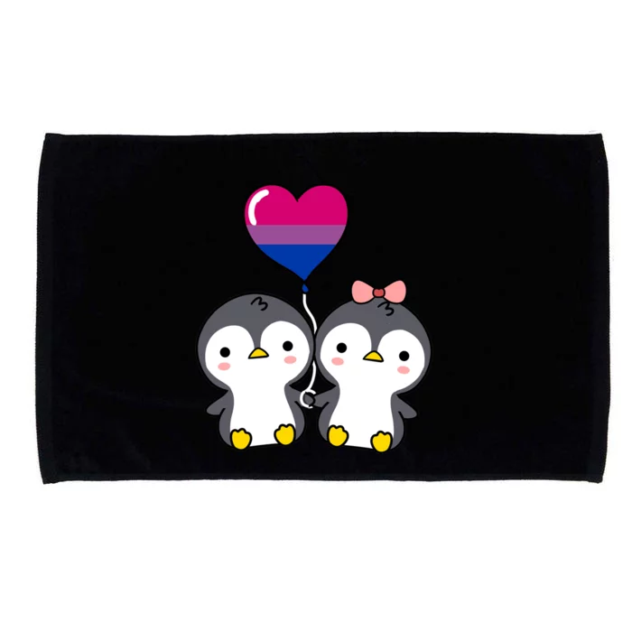 Penguin Couple Bisexual Pride Gift Microfiber Hand Towel