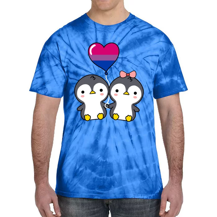 Penguin Couple Bisexual Pride Gift Tie-Dye T-Shirt