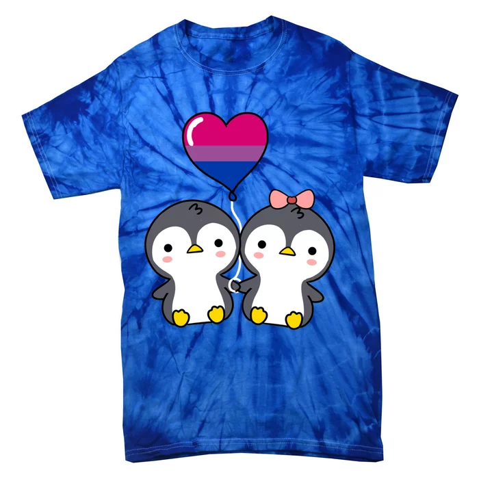 Penguin Couple Bisexual Pride Gift Tie-Dye T-Shirt