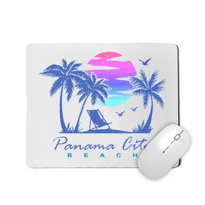 Panama City Beach Florida Vacation Trip Retro Vintage Sunset Mousepad