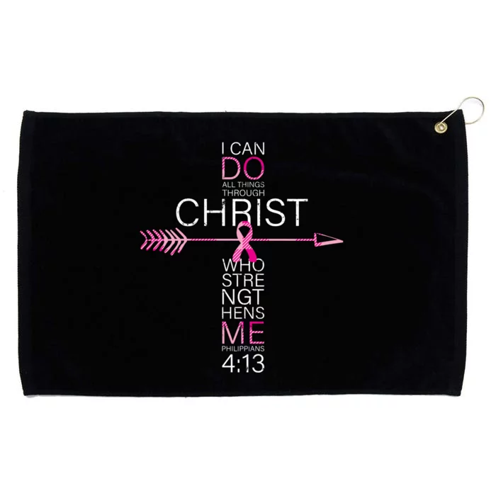 Pink Christian Breast Cancer Cross Religious Bible Verse Grommeted Golf Towel