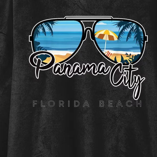 Panama City Beach Florida Palm Tree Sunglasses Souvenir Hooded Wearable Blanket