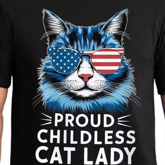 Proud Childless Cat Lady Usa Flag President 2024 Election Kamalaharris Pajama Set