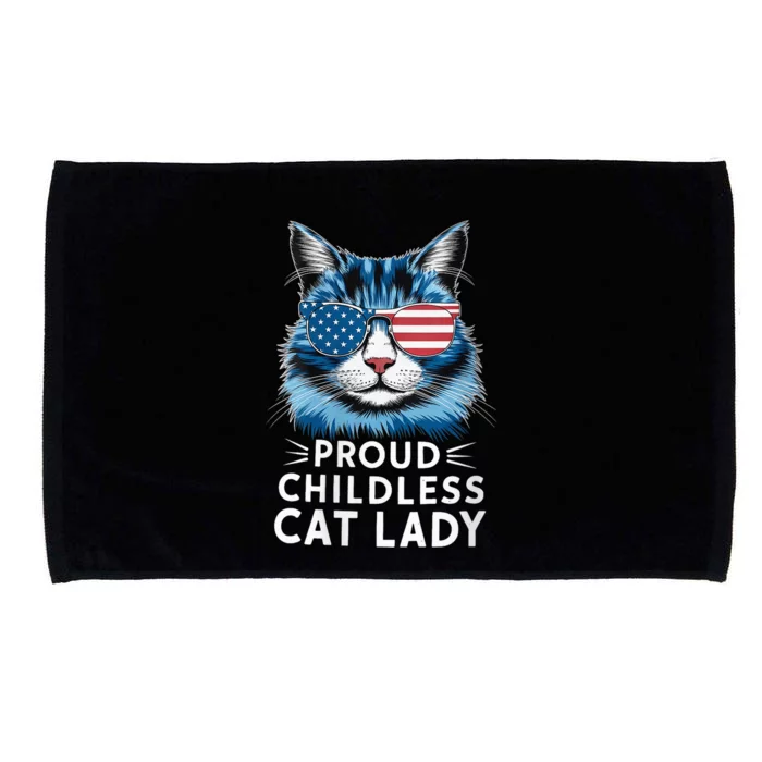 Proud Childless Cat Lady Usa Flag President 2024 Election Kamalaharris Microfiber Hand Towel