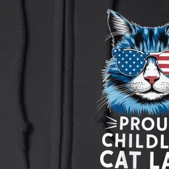 Proud Childless Cat Lady Usa Flag President 2024 Election Kamalaharris Full Zip Hoodie