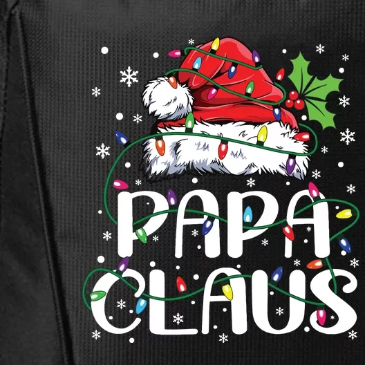 Papa Claus Christmas Lights Pajama Family Matching City Backpack