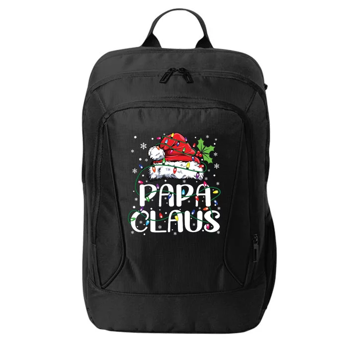 Papa Claus Christmas Lights Pajama Family Matching City Backpack