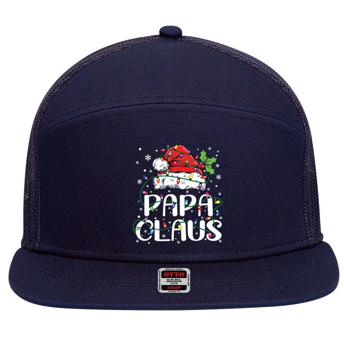 Papa Claus Christmas Lights Pajama Family Matching 7 Panel Mesh Trucker Snapback Hat