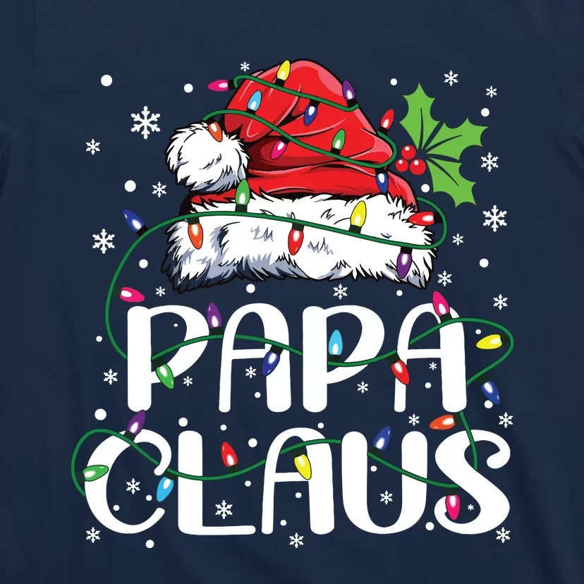 Papa Claus Christmas Lights Pajama Family Matching T-Shirt