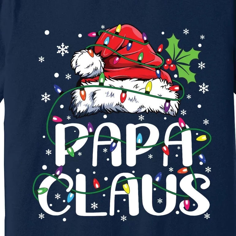 Papa Claus Christmas Lights Pajama Family Matching Premium T-Shirt