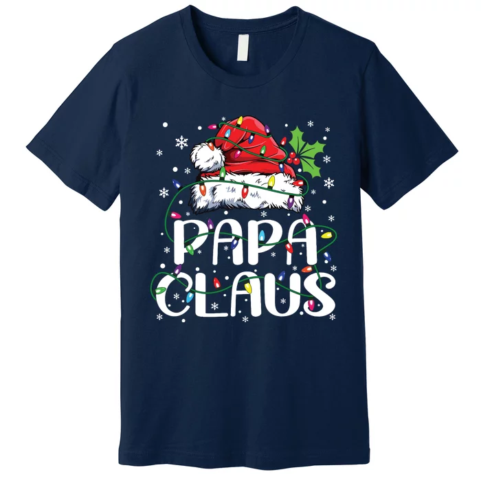 Papa Claus Christmas Lights Pajama Family Matching Premium T-Shirt