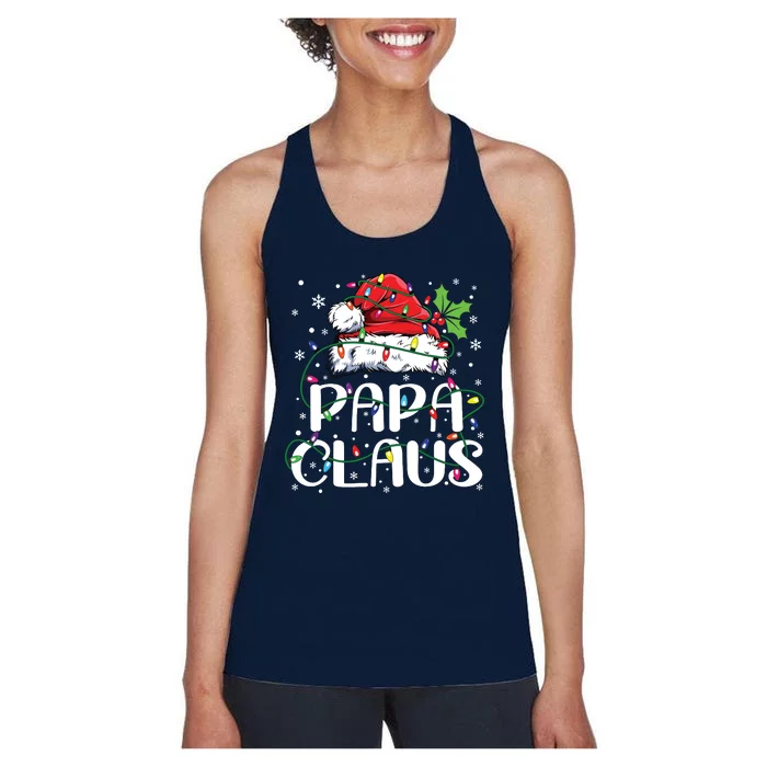 Papa Claus Christmas Lights Pajama Family Matching Women's Racerback Tank