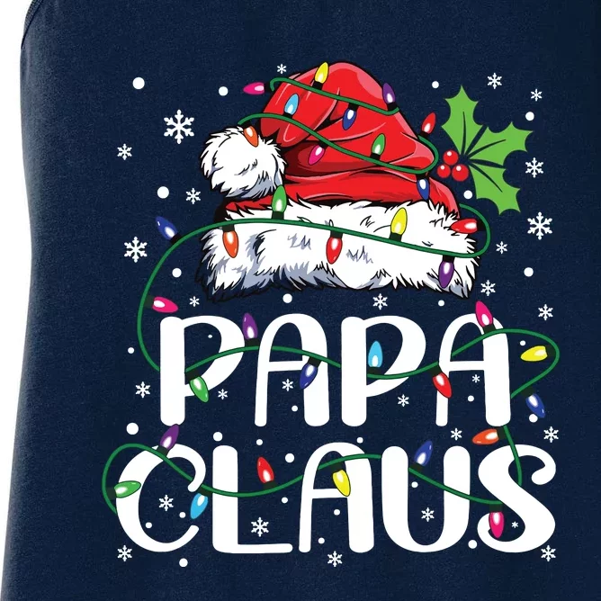 Papa Claus Christmas Lights Pajama Family Matching Women's Racerback Tank