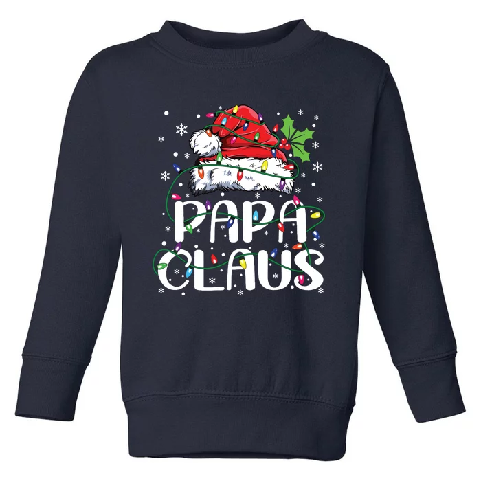 Papa Claus Christmas Lights Pajama Family Matching Toddler Sweatshirt