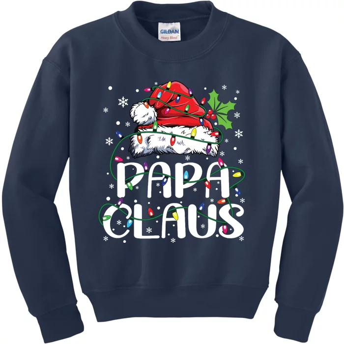 Papa Claus Christmas Lights Pajama Family Matching Kids Sweatshirt