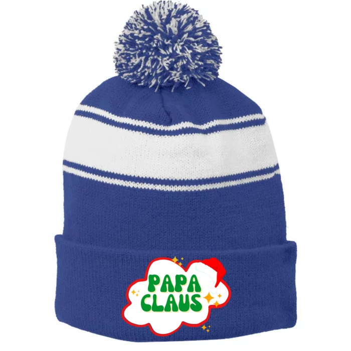 Papa Claus Christmas Gift Stripe Pom Pom Beanie