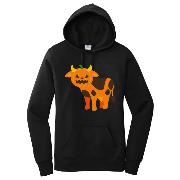 Pumpkin Cow Cute Farm Animal Design Women's Pullover Hoodie