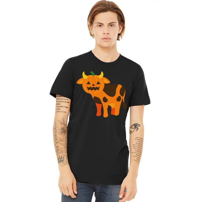 Pumpkin Cow Cute Farm Animal Design Premium T-Shirt