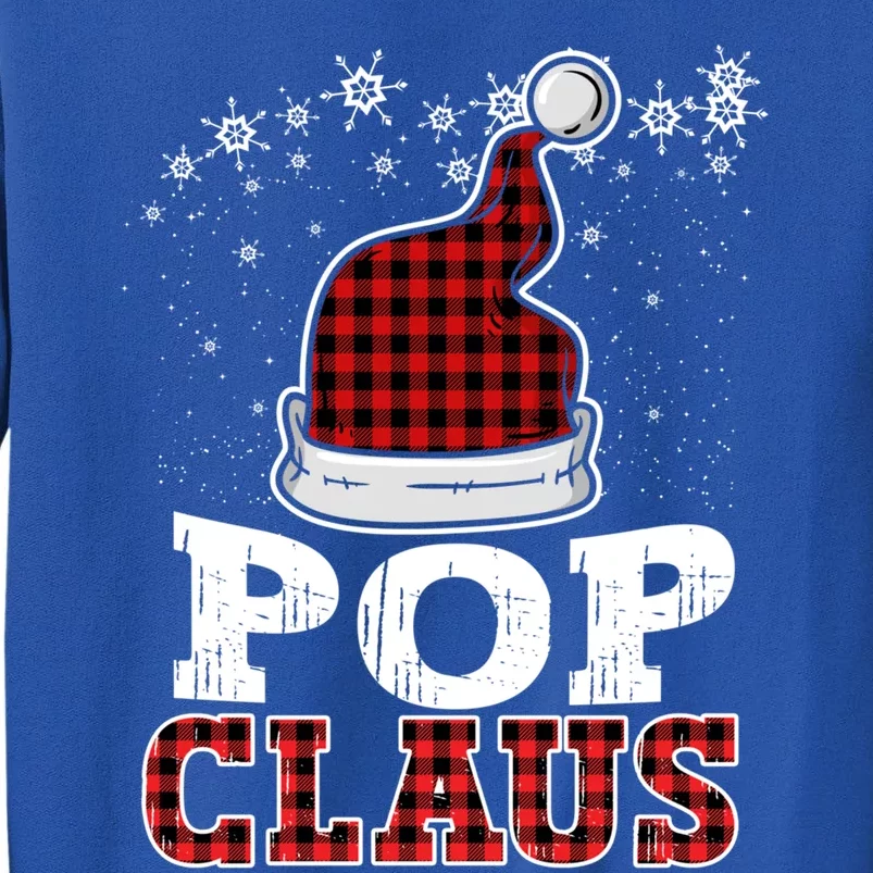 Pop Claus Christmas Santa Hat Buffalo Plaid Matching Family Cool Gift Tall Sweatshirt