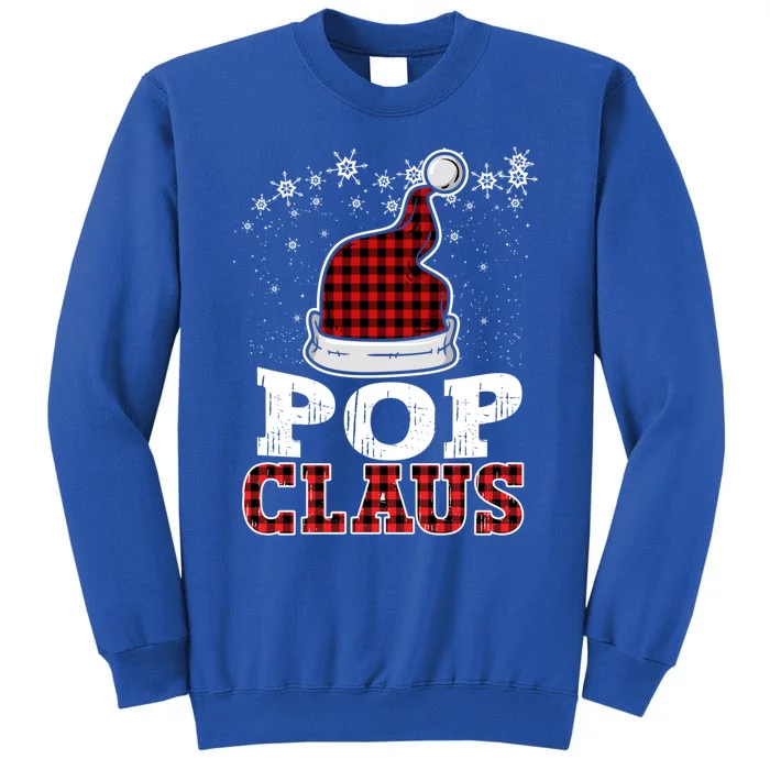 Pop Claus Christmas Santa Hat Buffalo Plaid Matching Family Cool Gift Tall Sweatshirt