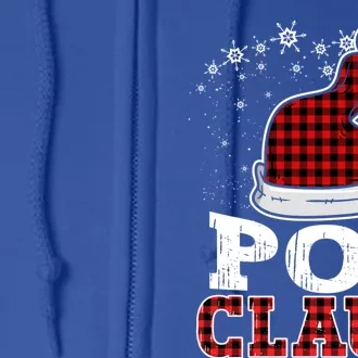 Pop Claus Christmas Santa Hat Buffalo Plaid Matching Family Cool Gift Full Zip Hoodie