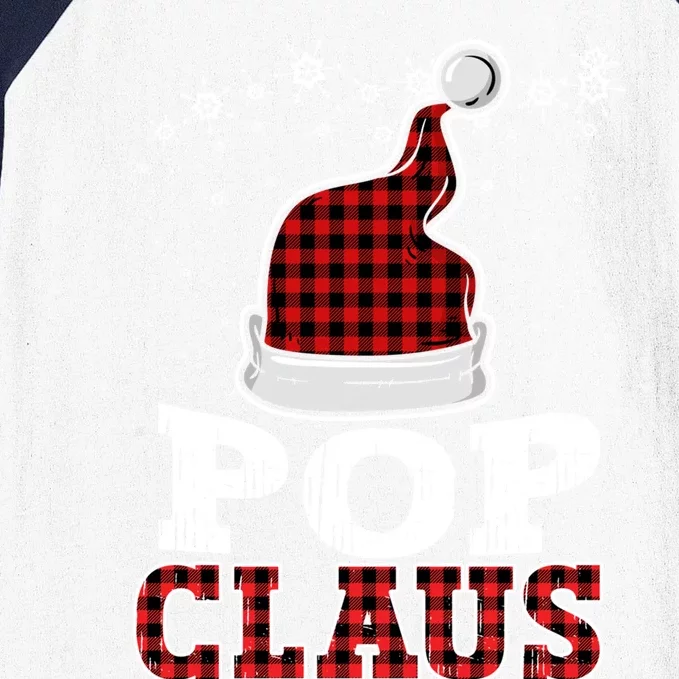 Pop Claus Christmas Santa Hat Buffalo Plaid Matching Family Cool Gift Baseball Sleeve Shirt