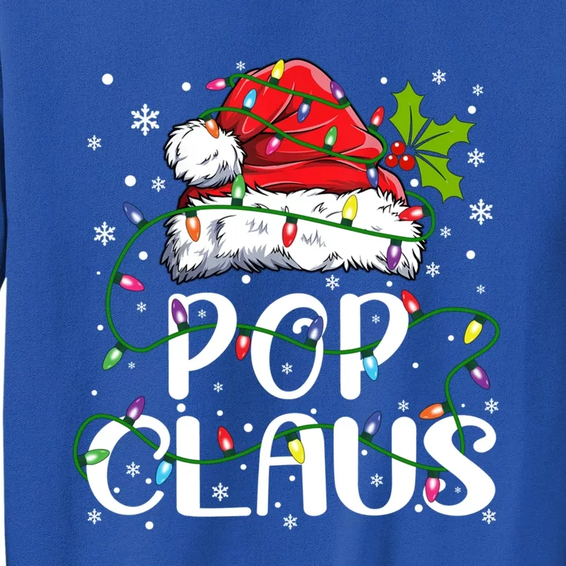 Pop Claus Christmas Santa Hat Matching Family Xmas Lights Gift Tall Sweatshirt