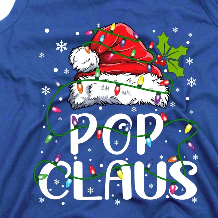 Pop Claus Christmas Santa Hat Matching Family Xmas Lights Gift Tank Top