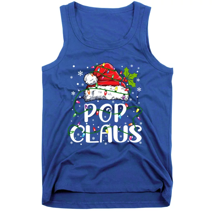 Pop Claus Christmas Santa Hat Matching Family Xmas Lights Gift Tank Top