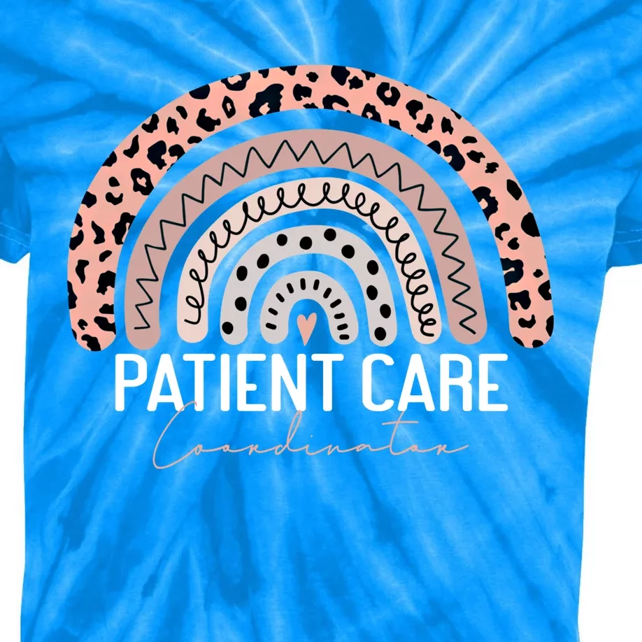 Patient Care Coordinator Leopard Rainbow Appreciation Gift Kids Tie-Dye T-Shirt