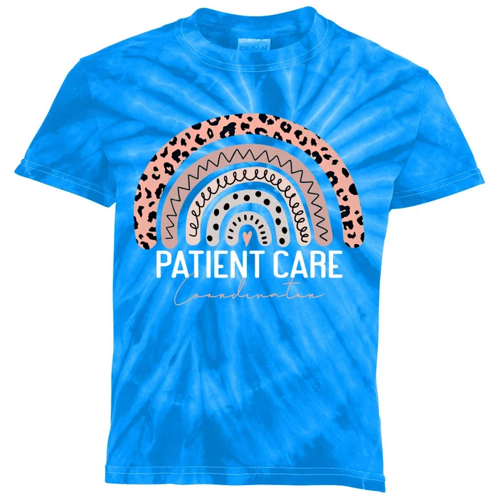 Patient Care Coordinator Leopard Rainbow Appreciation Gift Kids Tie-Dye T-Shirt