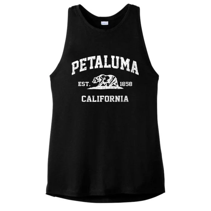 Petaluma California CA Vintage State Athletic Style Ladies Tri-Blend Wicking Tank