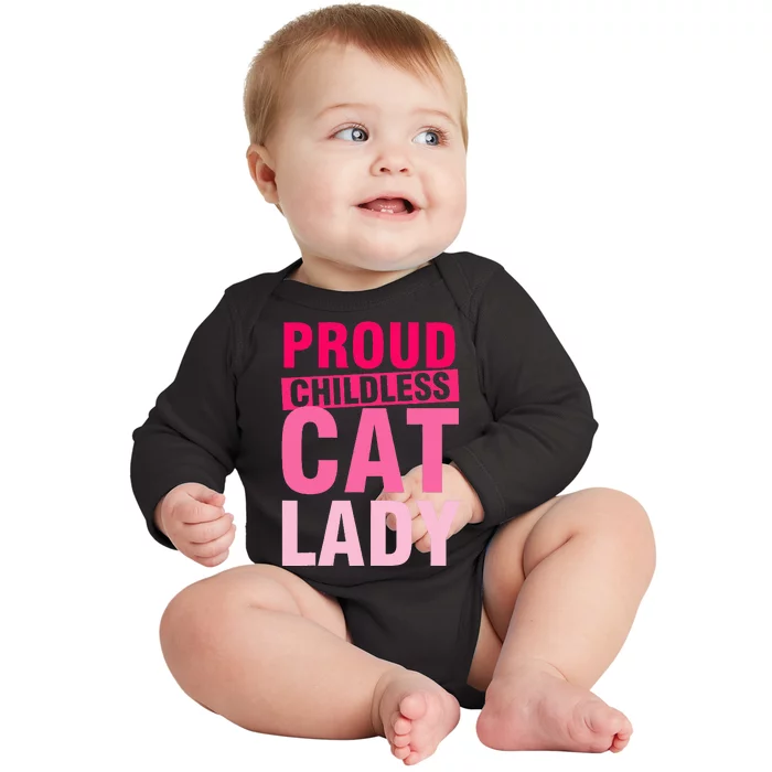 Proud Childless Cat Lady Vintage Design Baby Long Sleeve Bodysuit