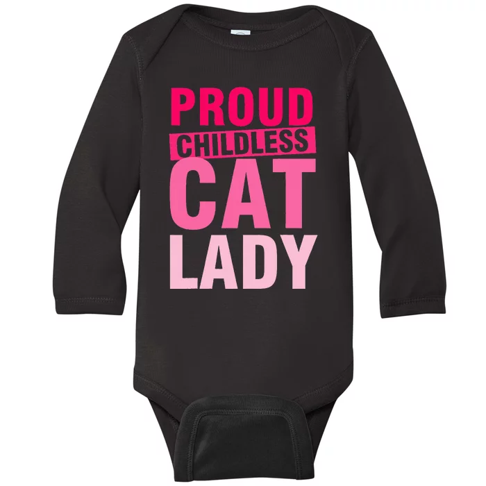 Proud Childless Cat Lady Vintage Design Baby Long Sleeve Bodysuit