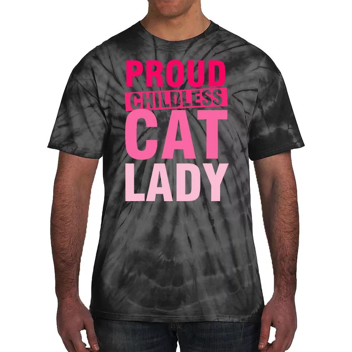 Proud Childless Cat Lady Vintage Design Tie-Dye T-Shirt