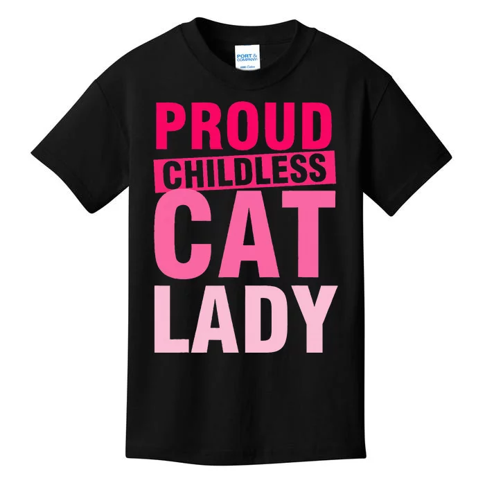 Proud Childless Cat Lady Vintage Design Kids T-Shirt