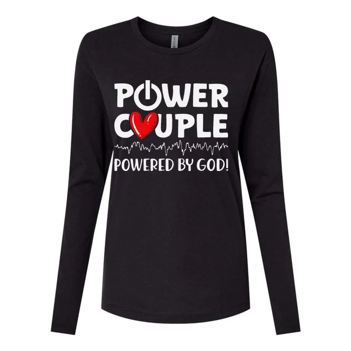 Power Couple Christian Couples Matching Valentines Day Womens Cotton Relaxed Long Sleeve T-Shirt