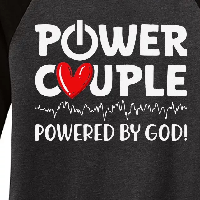 Power Couple Christian Couples Matching Valentines Day Women's Tri-Blend 3/4-Sleeve Raglan Shirt