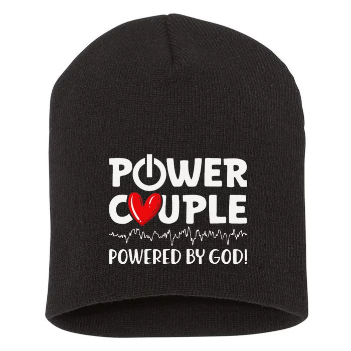 Power Couple Christian Couples Matching Valentines Day Short Acrylic Beanie