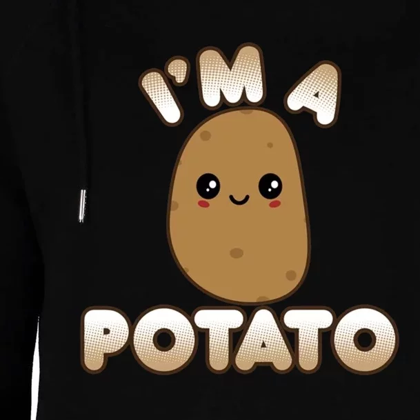 Potato Costume Cute Kawaii Style Smiling IM A Potato Womens Funnel Neck Pullover Hood