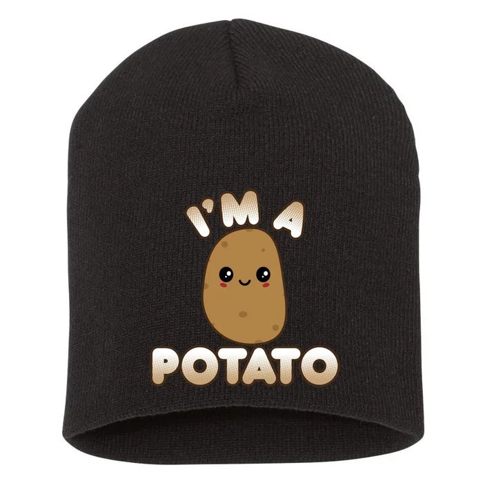 Potato Costume Cute Kawaii Style Smiling IM A Potato Short Acrylic Beanie