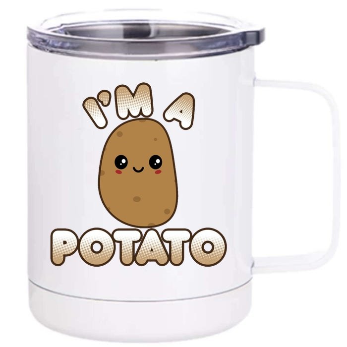 Potato Costume Cute Kawaii Style Smiling IM A Potato Front & Back 12oz Stainless Steel Tumbler Cup