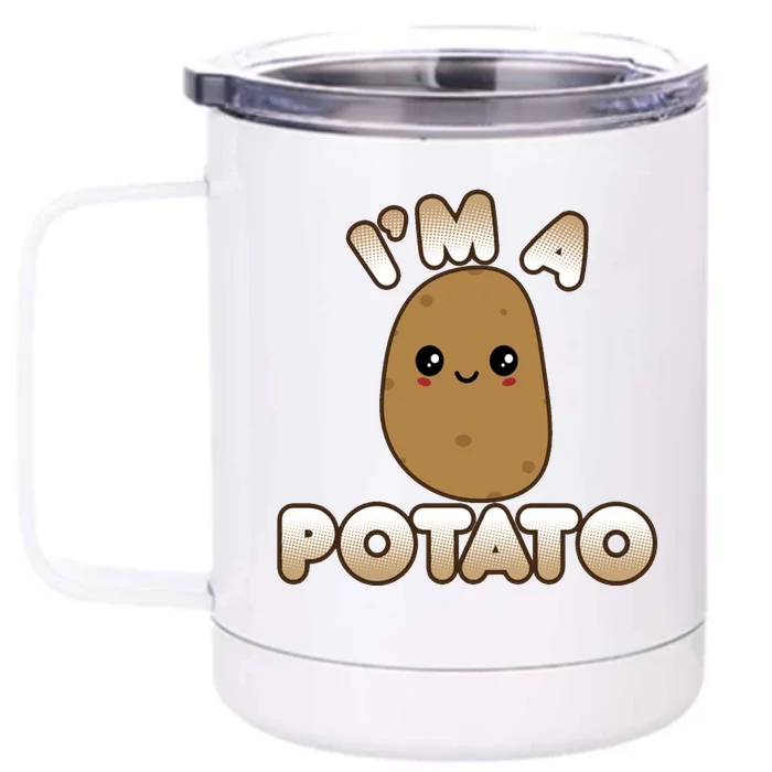 Potato Costume Cute Kawaii Style Smiling IM A Potato Front & Back 12oz Stainless Steel Tumbler Cup