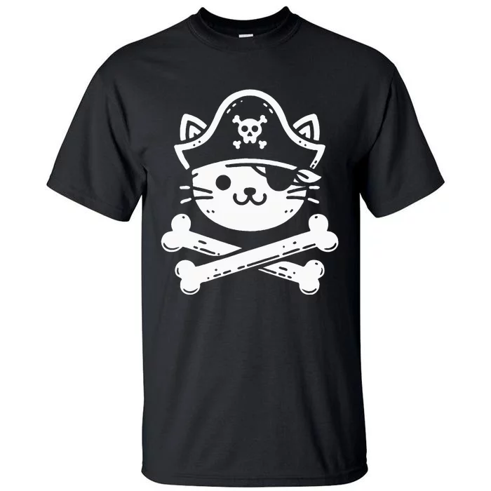 Pirate Cat Crossbones Cat Lover Cats Kitten Owner Tall T-Shirt