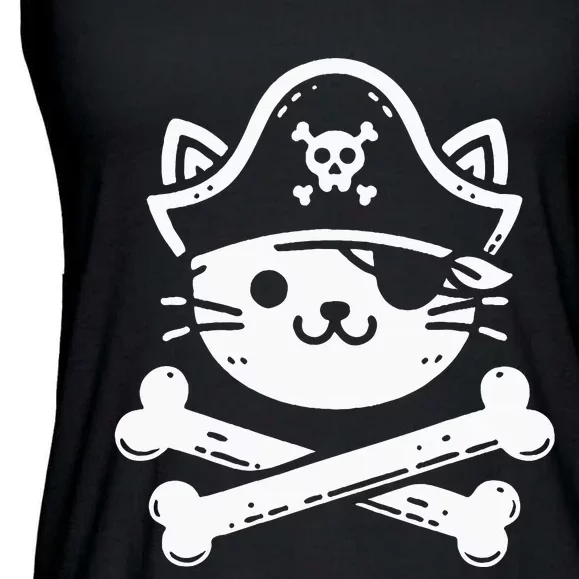 Pirate Cat Crossbones Cat Lover Cats Kitten Owner Ladies Essential Flowy Tank